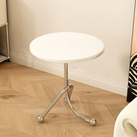 Mesa Auxiliar Moderna de Madera Maciza, Mesa de Centro Ecológica y Duradera, Mesa de Esquina para Sofá, Mesita de Noche Creativa para Dormitorio, Decorativa con Marco de Metal