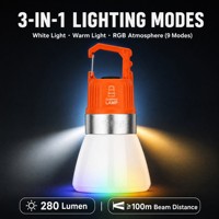 Lampe de poche de camping à changement de couleur RGB, mode dégradé de lumière ambiante, 8 couleurs, blanc, jaune, rechargeable par USB, étanche IPX4