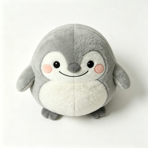 Peluche de pingüino personalizado, peluche de pingüino gris y blanco, peluche de pingüino redondo - Product Image 2