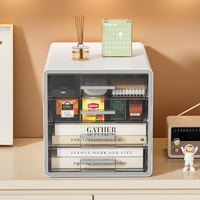 Meuble de Rangement de Bureau Rectangulaire en Plastique Série JW35 Transparent Visuel Grande Capacité 3 Niveaux pour Étudiants