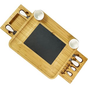 Juego de tablas de cortar queso de bambú con cuchillos y bandeja de pizarra para uso doméstico - Product Image 5