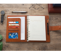 Journal A5 à Feuillets Mobiles et Anneaux avec Fermeture Magnétique, Rechargeable en Cuir PU pour Affaires
