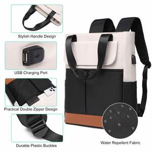 Sac à dos convertible unisexe portable en polyester imperméable, sac de cours, sac de vélo, sac de voyage décontracté, sac à dos pour ordinateur portable 20-39L - Product Image 2