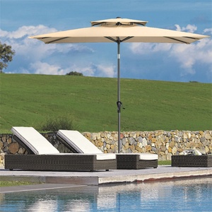 Metal marco de protección solar jardín Garden <span class=keywords><strong>Cafe</strong></span> restaurante al aire libre mesa de té paraguas con doble cubierta - Product Image 6