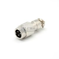 Conector de Señal Roscado GX16 Tipo Empalme a Tope, 2 3 4 5 6 7 8 9 10 Posiciones, Macho Recto, Enchufe Metálico Plateado