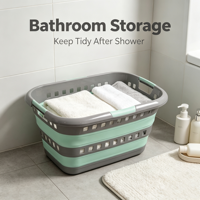 Panier à linge pliable en plastique, panier de rangement pliable avec poignée, organisateur de vêtements multifonctionnel pour la maison