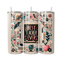 Cadeau pour enseignants 2024, conception personnalisée, ajouter un nom, grand cœur, vie d'enseignant, amour, inspirer, gobelet en acier inoxydable de 20 oz avec paille