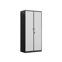 Armoire de rangement métallique à 2 portes, cadre noir, porte blanche, revêtement en poudre, pour le personnel de bureau et les dortoirs