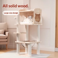 Arbre à chat populaire en bois massif, mobilier spacieux pour chat, structure d'escalade multi-niveaux avec poteau à gratter en sisal pour l'escalade et le repos quotidiens