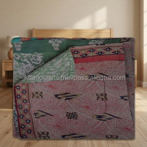 Sari Indio Tradicional Hecho a Mano, Vintage, de Algodón, Acolchado Estilo Bengali Kantha - Product Image 3