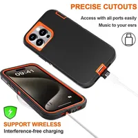 Coque de téléphone hybride robuste 3-en-1 antichoc compatible avec iPhone 17 16 16E 15 14 Plus 13 12 11 Pro Max Mini