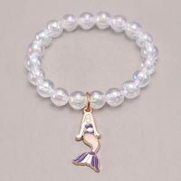 Gelang kuda kecil Unicorn anak perempuan, gelang manik-manik tangan banyak warna akrilik warna permen hadiah liburan modis