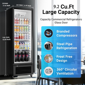 Refrigerador Vertical con Puerta de Vidrio para Bebidas de Tienda de Conveniencia, Sin Escarcha, Enfriamiento Directo por Ventilador, Enfriador de Cerveza y Bebidas - Product Image 3