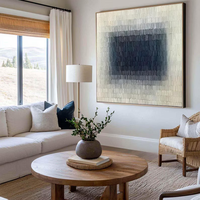 Wabi-Sabi peinture texturée Art mural abstrait neutre en toile peinte à la main minimaliste beige et bleu pour la décoration intérieure moderne