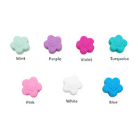 Manik-manik Bunga Silikon Datar 5 Kelopak Warna Solid dengan Bagian Belakang Datar untuk Membuat Lei, Perhiasan DIY, Aksesoris Bayi