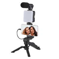 Kit de création vidéo LED de bureau Lumière d'appoint Selfie Stick Mic Trépied Stand Vlogging Kit Pobile Trépied Stand Pour Téléphone Avec Microphone