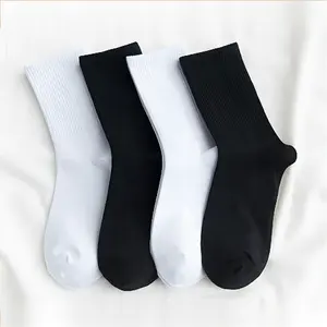 Chaussettes de Sport de Compression en coton pour homme, chaussons avec Logo personnalisé blanc et vierge, haute qualité