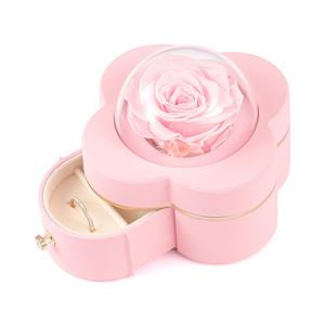 Regalo de San Valentín o Cumpleaños, Rosa Eterna en Forma de Trébol de Cuatro Hojas, Caja de Acrílico <span class=keywords><strong>para</strong></span> Regalo, Caja <span class=keywords><strong>para</strong></span> Anillo de Diamantes - Product Image 4