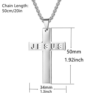 メンズ ステンレス製 クロスネックレス 聖書の一節入り おしゃれなチョーカー - Product Image 3