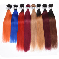 10A Brasil Rambut Lurus dengan Penutup # 1B/Biru Bundel Rambut Ombre