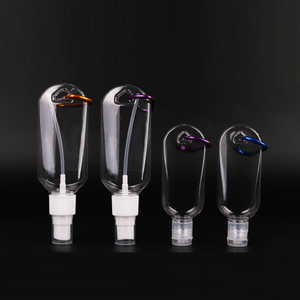 Venta al por mayor de botellas de 30ml, 50ml, 60ml, 80ml para desinfectante de manos, para viajes al aire libre, no tóxicas, de plástico PET, con pulverizador y llavero con gancho. - Product Image 6