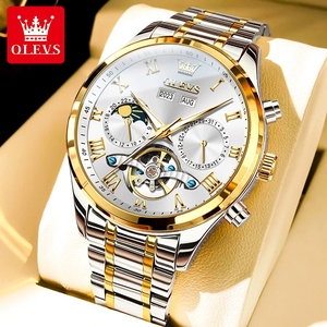 Montre automatique originale OLEVS 7005 pour homme, cadran romain, mécanique, phase de lune, squelette, luxe, étanche. - Product Image 6