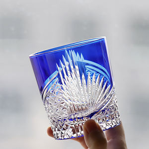 <span class=keywords><strong>Verre</strong></span> à whisky japonais à l'ancienne LACC multicolore 8 oz (250 ml) Edo Kiriko <span class=keywords><strong>Crane</strong></span> Design, sculpté à la main, motif en diamant en pente, cristal - Product Image 5