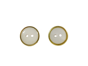 Round 2 Hole Sewing <b>Button</b> White Center Gold Tone <b>Button</b> for Garment Clothing Crafts - Product Image 1