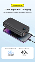 Adaptateur de batterie externe 22,5 W 20000 mAh avec prise, station de charge portable, charge rapide USB C, chargeur de batterie