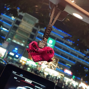 Handmade Woven Car <b>Interior</b> Rearview Mirror Pendant Rose Red Heart-shaped Hanging Decoration <b>Accessories</b> for Women - Product Image 5