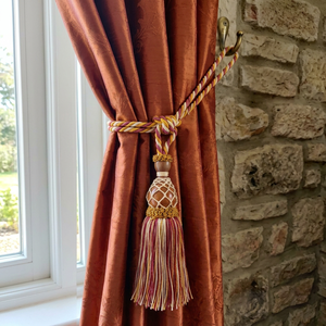Classic Textile <b>Curtain</b> Tieback with Tassel Decorative Rope Hold Back in Rust Color Traditional Style - Product Image 1
