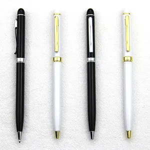 促销定制标志金夹黑色滚筒笔芯1.0毫米签名金属圆珠笔