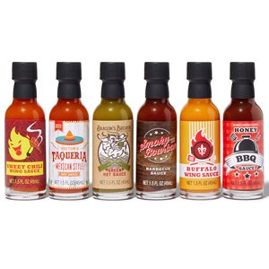 Set de Regalo de Salsas para Comida Callejera: Salsas Picantes, BBQ, Sabores Diablo y Louisiana, Veganas y Vegetarianas, en Botellas de Vidrio, Set de 6 - Product Image 3