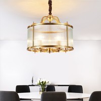 Nouveau lustre rond vintage de style chinois, luxe léger, villa, style américain moderne, salle à manger, escalier