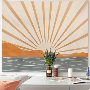Tapiz de Pared de Poliéster con Diseño de Olas de Montaña Beige, Impreso, Lavable a Máquina, Decoración de Pared, Arte de Pared, Venta al por Mayor, Moderno - Product Image 5