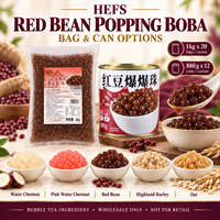 Perles de Boba Éclatantes 1kg Sac 880g Pot 5 Saveurs : Châtaigne d'eau, Haricot Rouge, Orge, Avoine pour Salons de Thé Boba