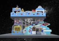 Aire de jeux d'aventure intérieure commerciale personnalisée sur le thème de l'astronaute, avec jeux multi-niveaux et piscine à balles pour parc d'attractions pour enfants