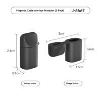Protecteur de connecteur de câble USB en silicone magnétique avec couvercle et 2 plaques métalliques (lot de 2) – Anti-poussière et anti-perte pour voiture, bureau, chevet