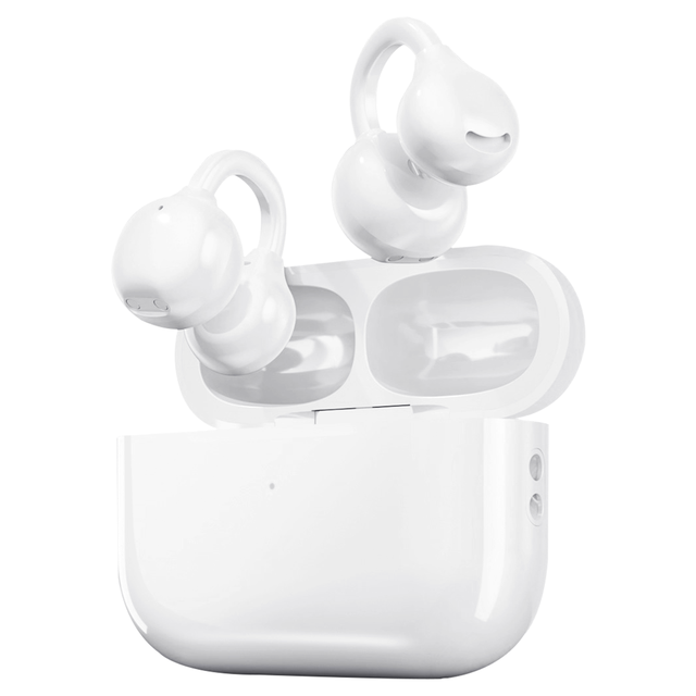 Business Travel Real-Time Language Translator Comfortable Non-In Ear Design AI Translation Open Ear Clip Headset LED ENC Low