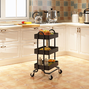 3-Tier Storage Cart Rolling <b>Trolley</b> Cart Metal Utility Shelves with <b>Wheels</b> and Handles for Kitchen <b>Makeup</b> <b>Trolley</b> Cart - Product Image 5