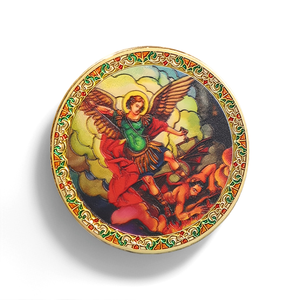 Moneta Commemorativa di San Michele Arcangelo - Placcata in Oro, Lucidata, Stampata UV, Incisa, Smaltata Colorata, Pronta <span class=keywords><strong>per</strong></span> la Spedizione (Vendita Calda) - Product Image 1