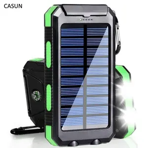 Casun 10000mAh Solar Power Bank Quick Charge Qi Wireless Portable Charger With LED Flashlight For IPhone Outdoor Camping