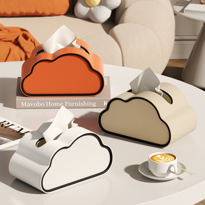 Caja de Pañuelos de Cuero PU con Forma de Nube <span class=keywords><strong>2026</strong></span>, Porta Servilletas de Escritorio de Alta Gama para Sala de Estar, Logotipo Personalizado Disponible - Product Image 2