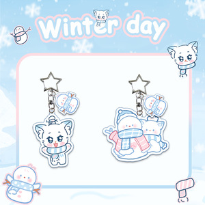 Spot Cartoon Winter Series Acrylic Key Chain Pendant with UV Printing Snowman Design Fashion Trend Souvenir - Product Image 2