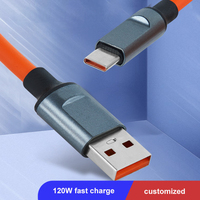Kabel Data tipe-c, pengisian daya Cepat 120W tembaga murni & silikon untuk perangkat mikro USB iPhone iPad Android