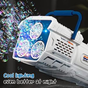 Haute qualité Gatlin Machine à bulles jouets 60 trous avec lumière lance-roquettes électrique pistolet à bulles enfants jouets à bulles pour l'extérieur - Product Image 3