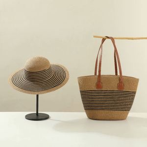 Wholesale Unisex Beach <b>Hat</b> and Paper <b>Bag</b> Set Summer Sun Protection Travel Casual Fashion Tote Shoulder <b>Bag</b> - Product Image 4