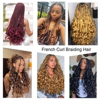 Extensions capillaires tendance pour tresses au crochet, style africain français, grandes boucles, lot de 6 pièces, en fibre haute température, double trame, souples
