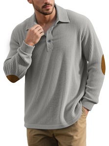 Pull-over en velours côtelé à col <span class=keywords><strong>polo</strong></span> pour homme, boutonné, pour l'automne et l'hiver, transfrontalier - Product Image 4
