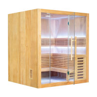 Sauna intérieur carré en bois de pruche personnalisé pour 3-4 personnes, avec bande lumineuse LED, panneau de commande électrique, vapeur humide pour la relaxation